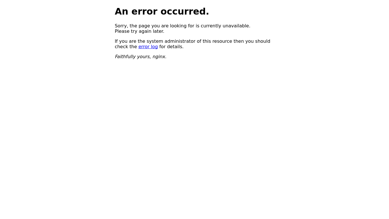 An error occurred sorry the page