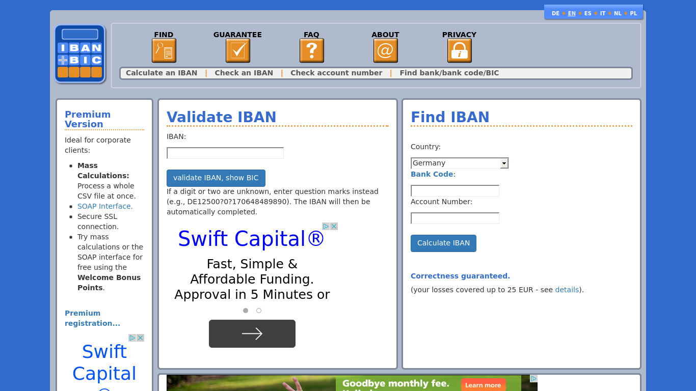 Ibancalculator