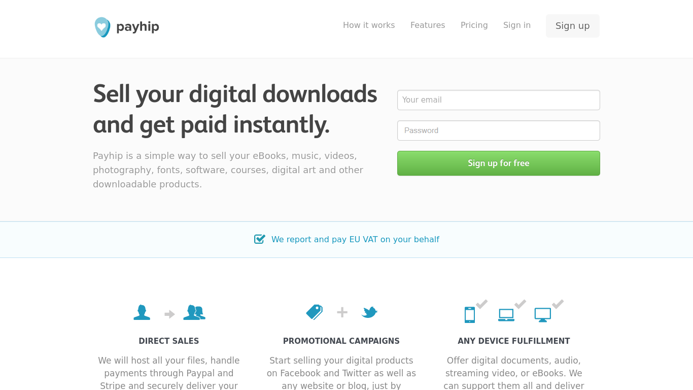 Payhip. Logo payhip. Digital downloads Pro.