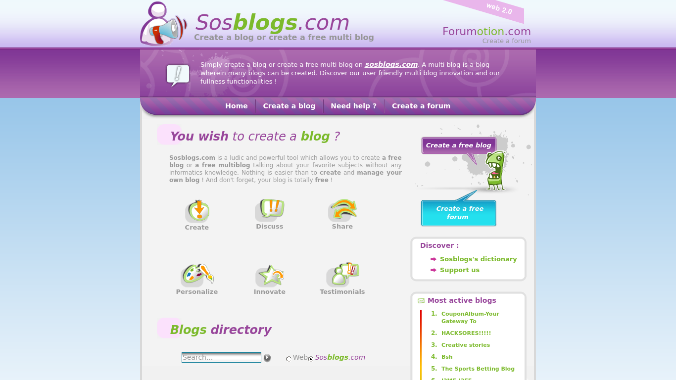 Бесплатная регистрация блога